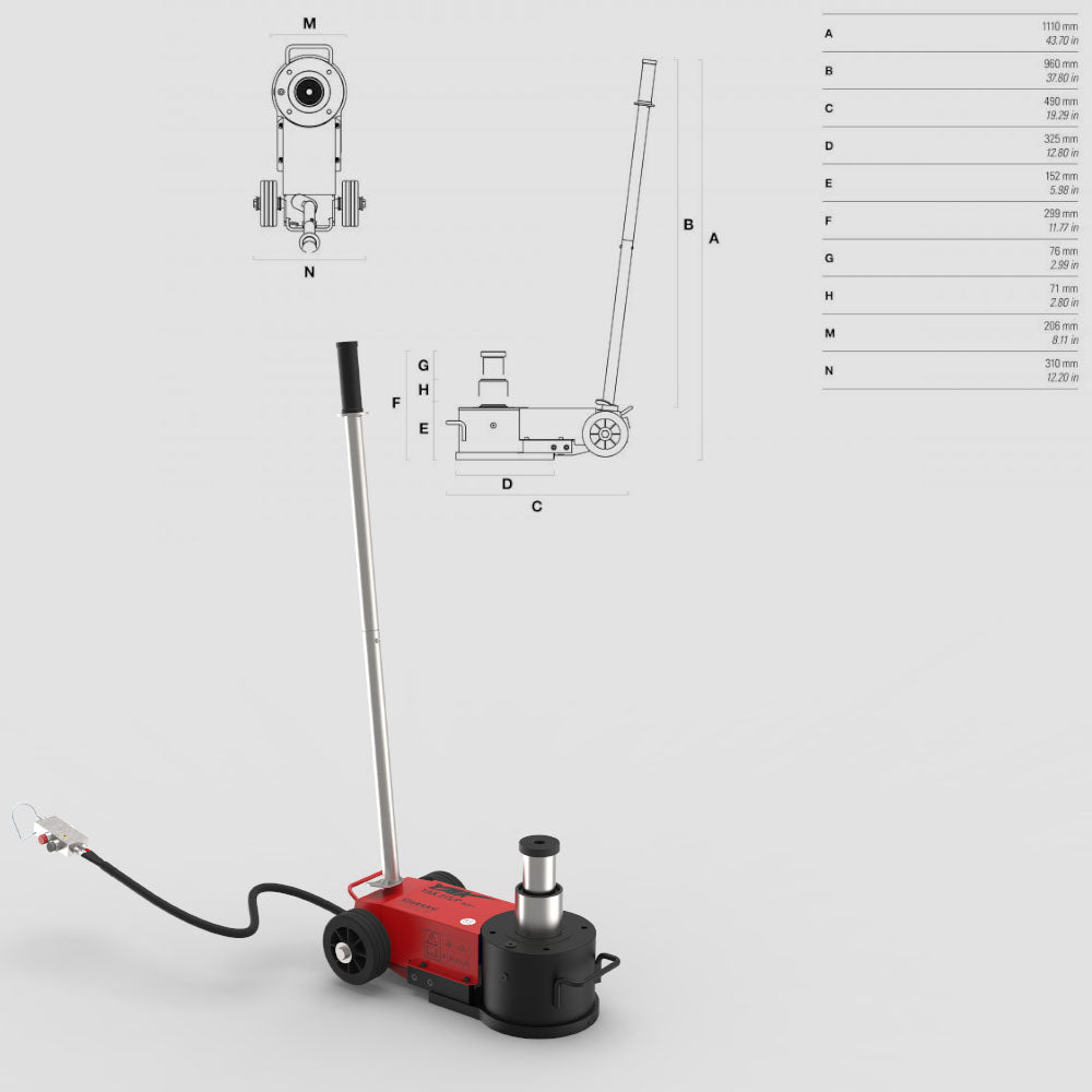 Portable HGV Jack With Removable Handle