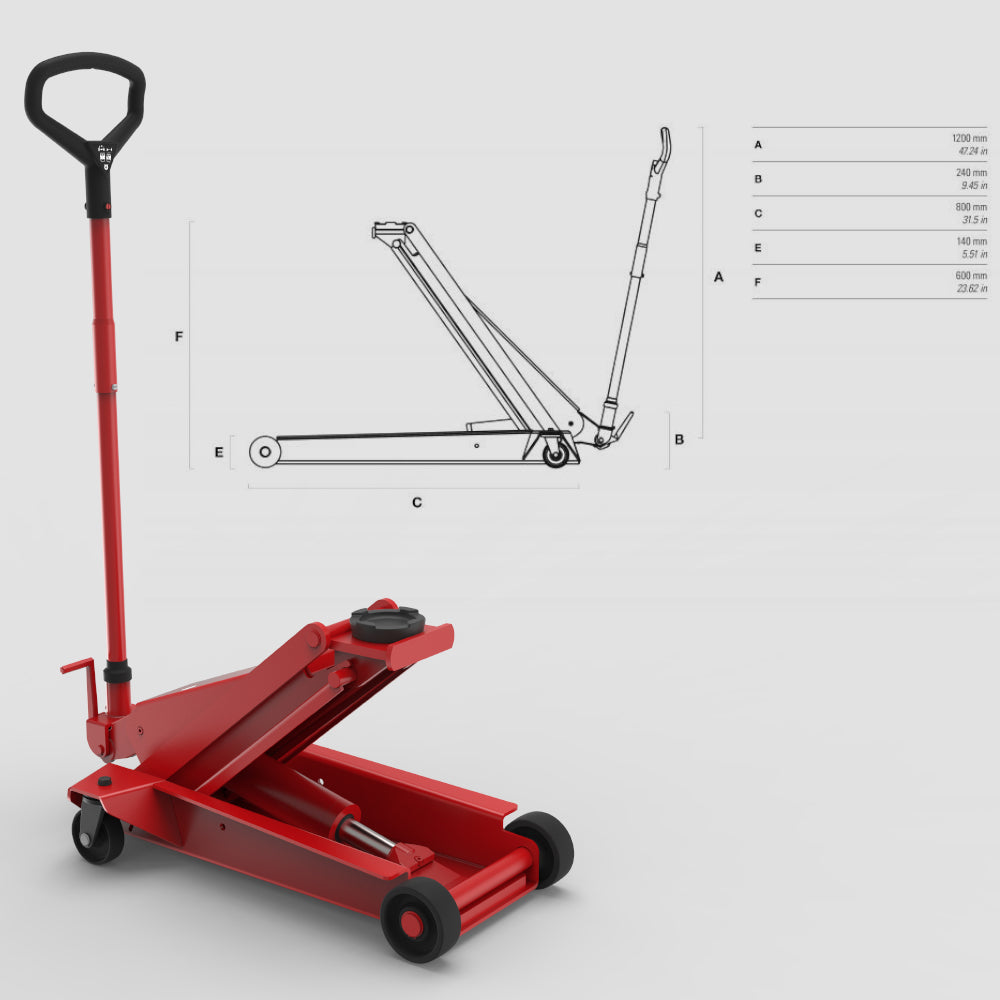 YAK Manual Hydraulic Trolley Jack with Pedal - YAK Q Series 4 to 10 Ton