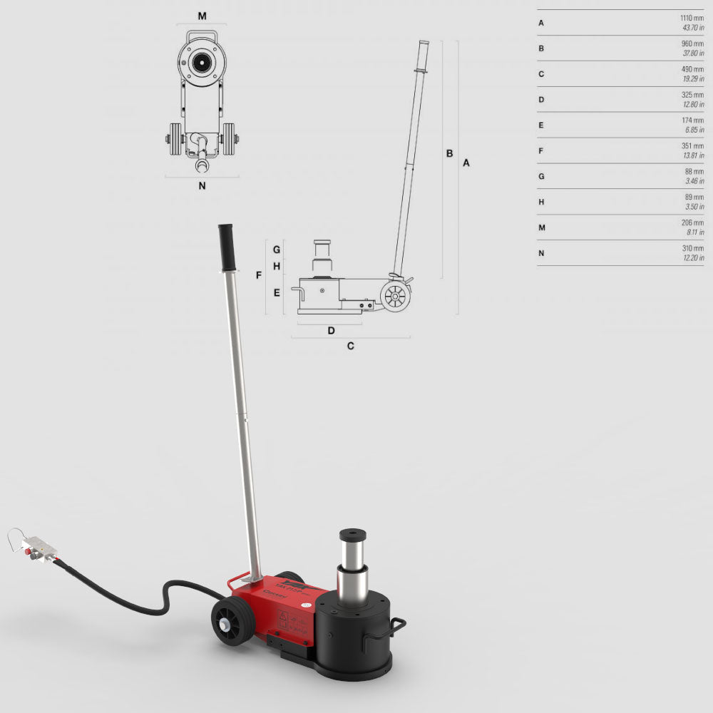 Portable HGV Jack With Removable Handle